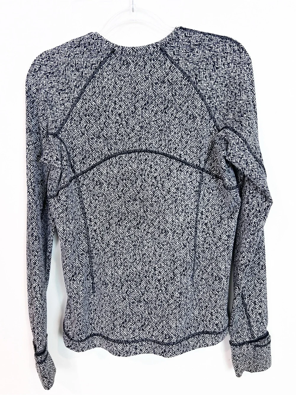 LULULEMON RUNDERFUL BLACK WHITE PATTERN LONG SLEEVE ATHLETIC SHIRT SZ 8